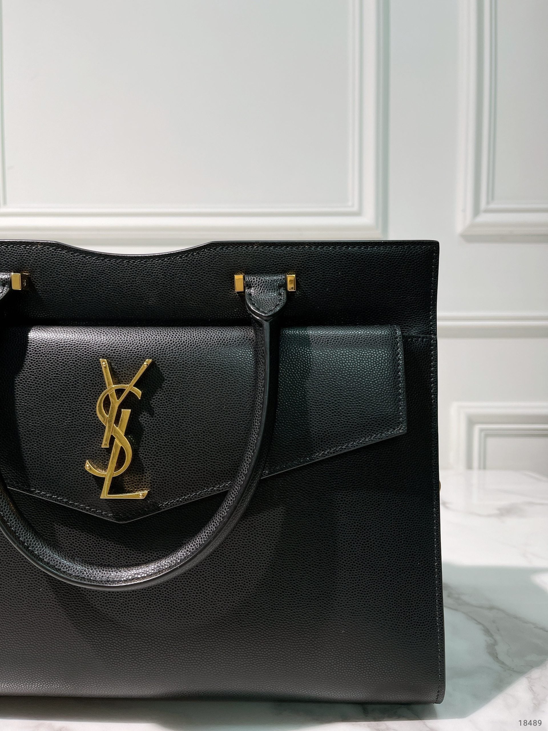 YSL UPTOWN TOTE, Black/Gold