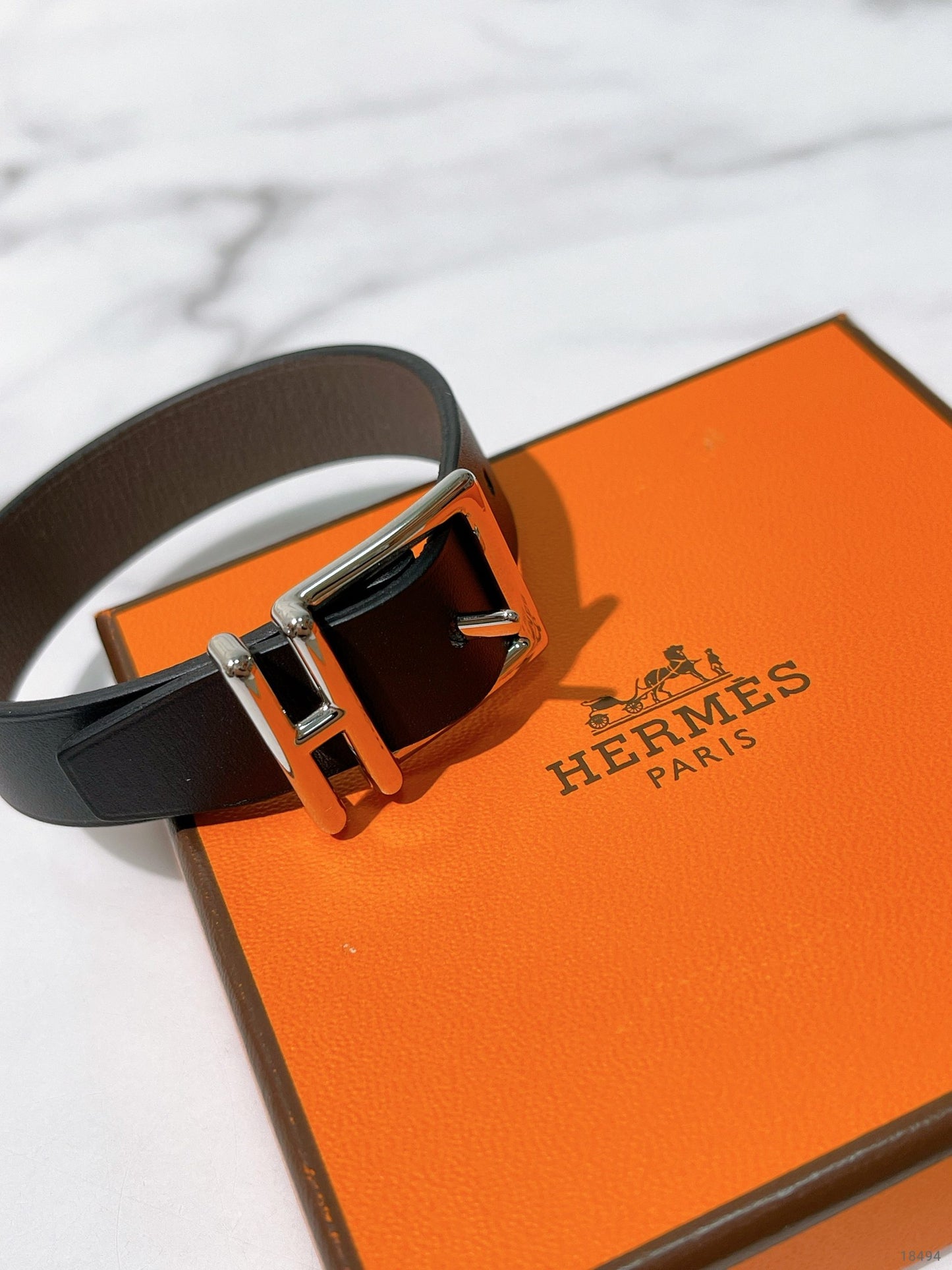 HERMES NATHAN BRACELET, Noir/Silver