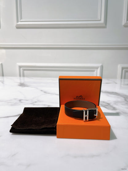 HERMES NATHAN BRACELET, Noir/Silver