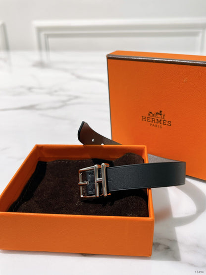HERMES NATHAN BRACELET, Noir/Silver