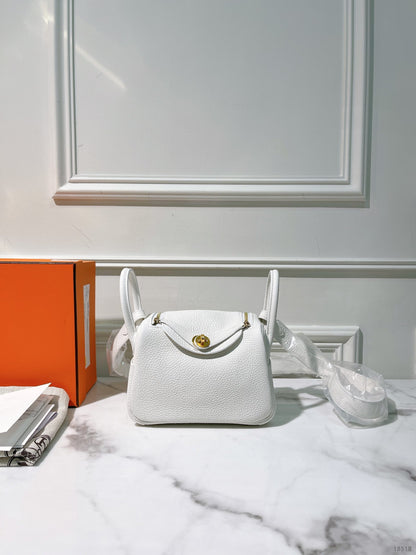 HERMES MINI LINDY, New White/Gold