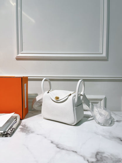 HERMES MINI LINDY, New White/Gold