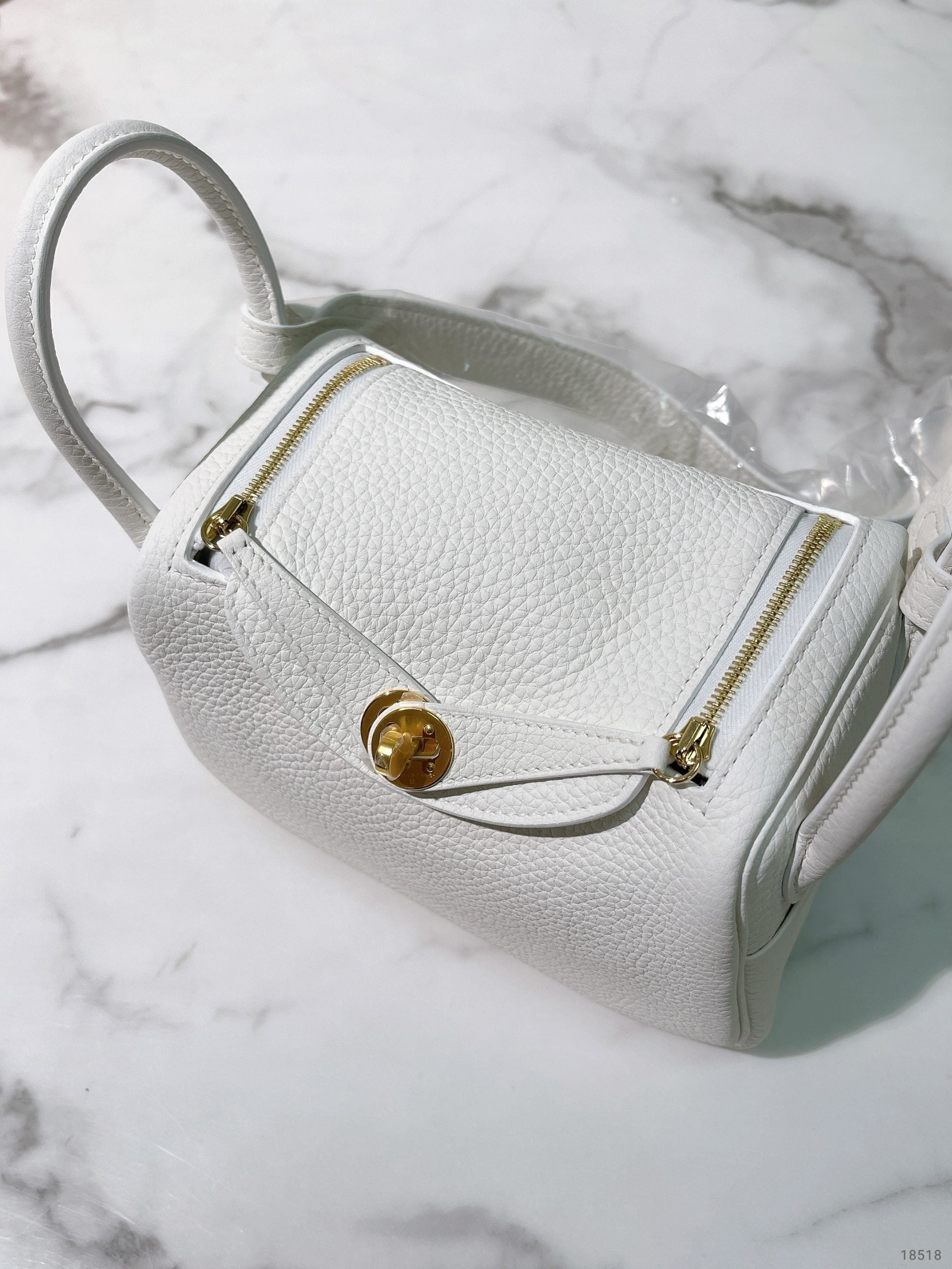 HERMES MINI LINDY, New White/Gold