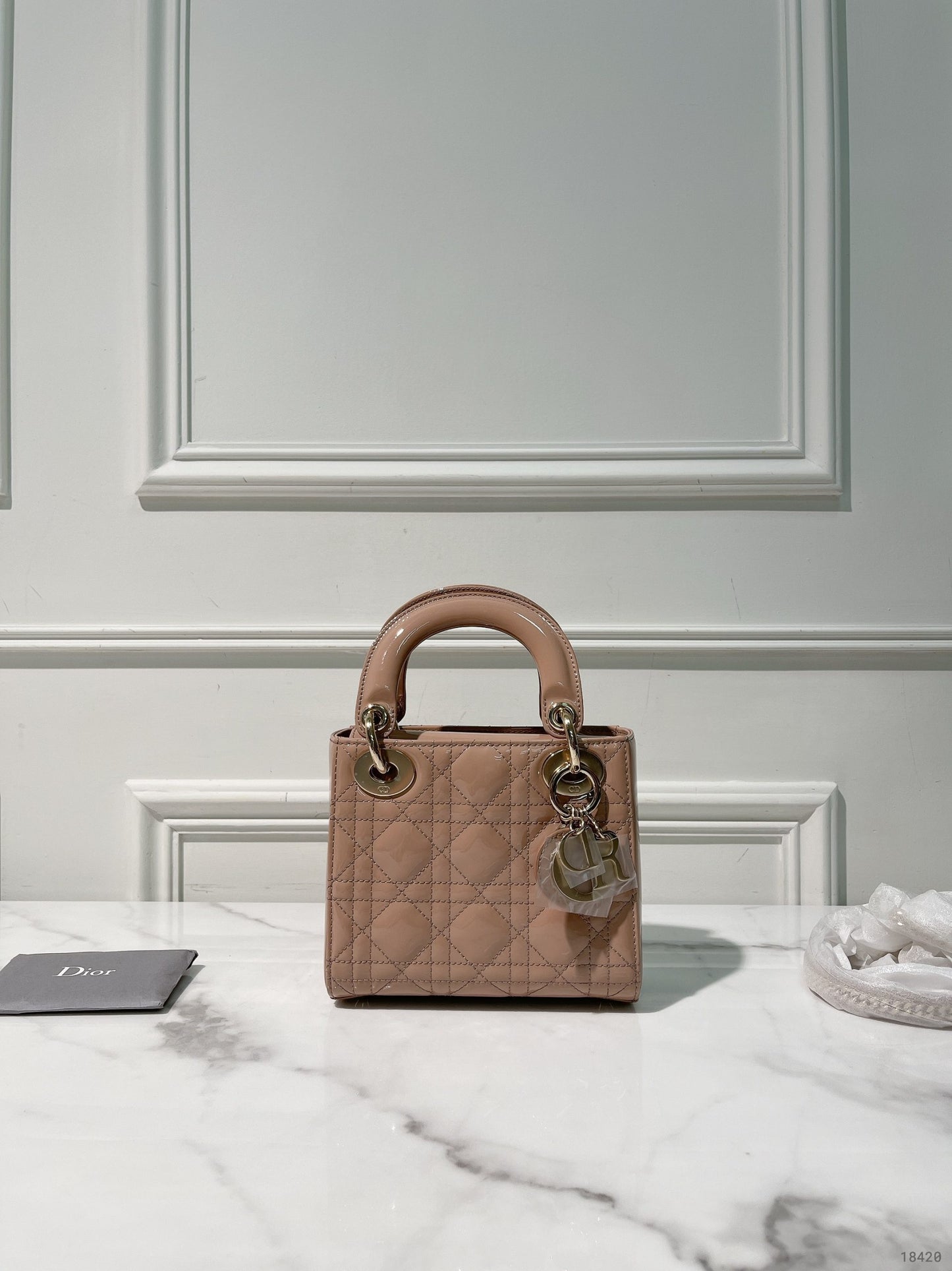 DIOR MINI LADY DIOR, Dusty Pink/Gold