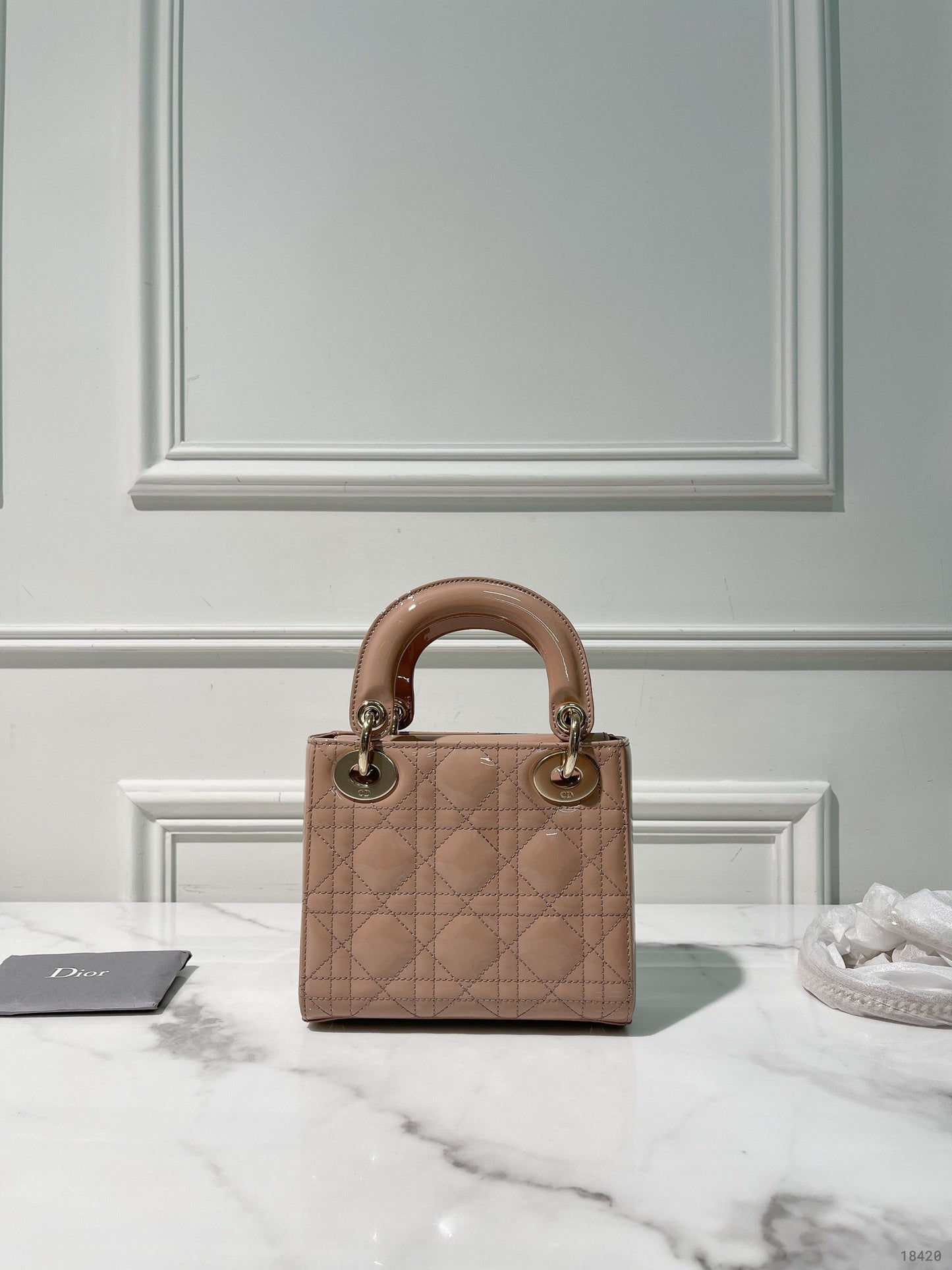 DIOR MINI LADY DIOR, Dusty Pink/Gold