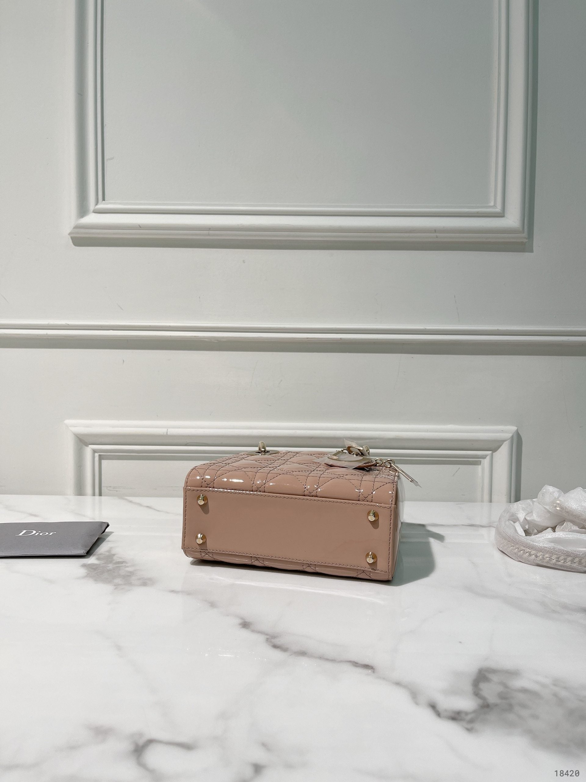 DIOR MINI LADY DIOR, Dusty Pink/Gold