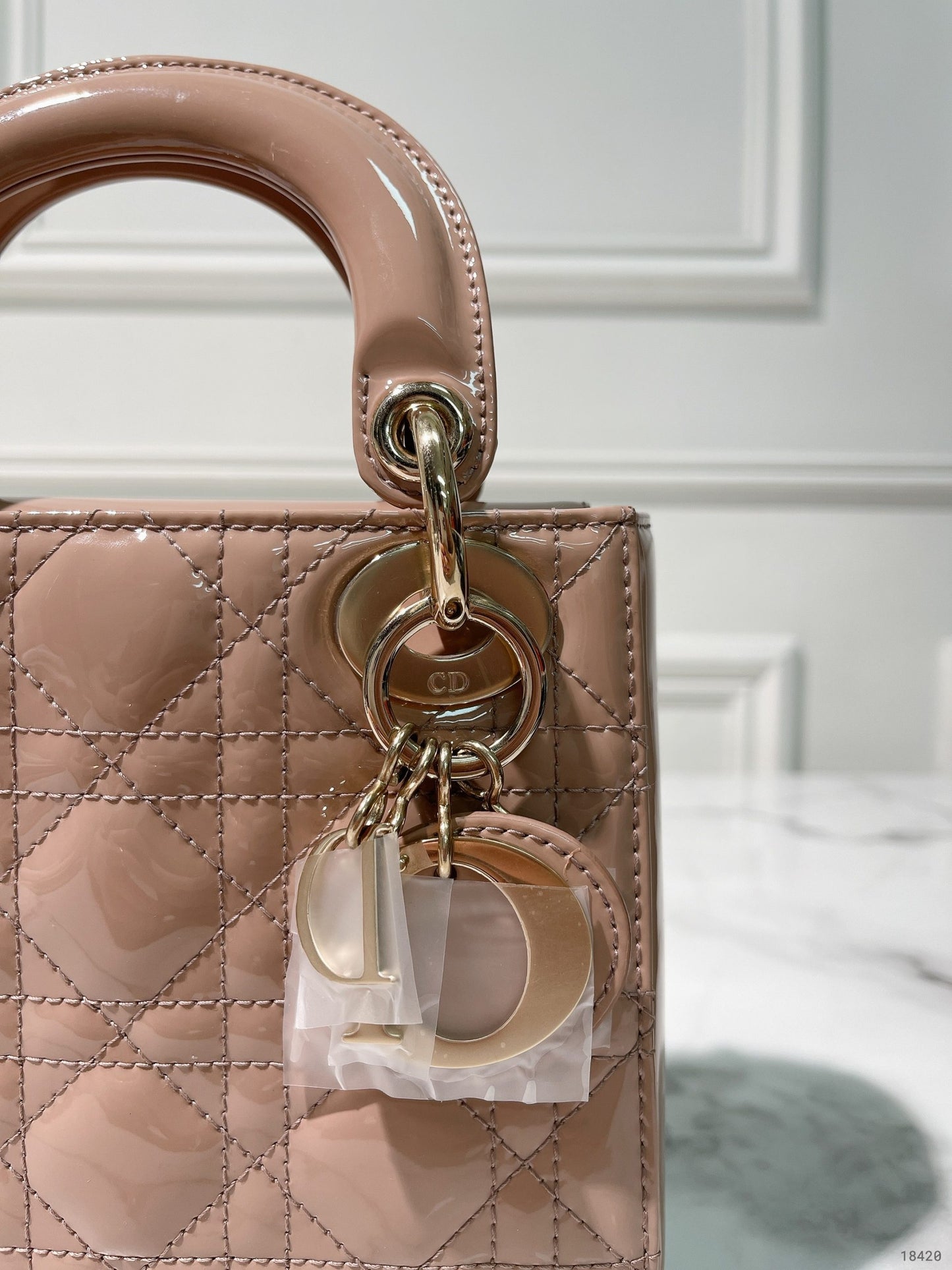 DIOR MINI LADY DIOR, Dusty Pink/Gold