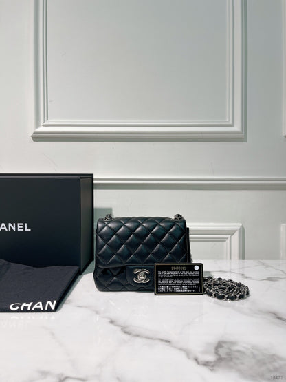CHANEL MINI SQUARE, Black/Silver