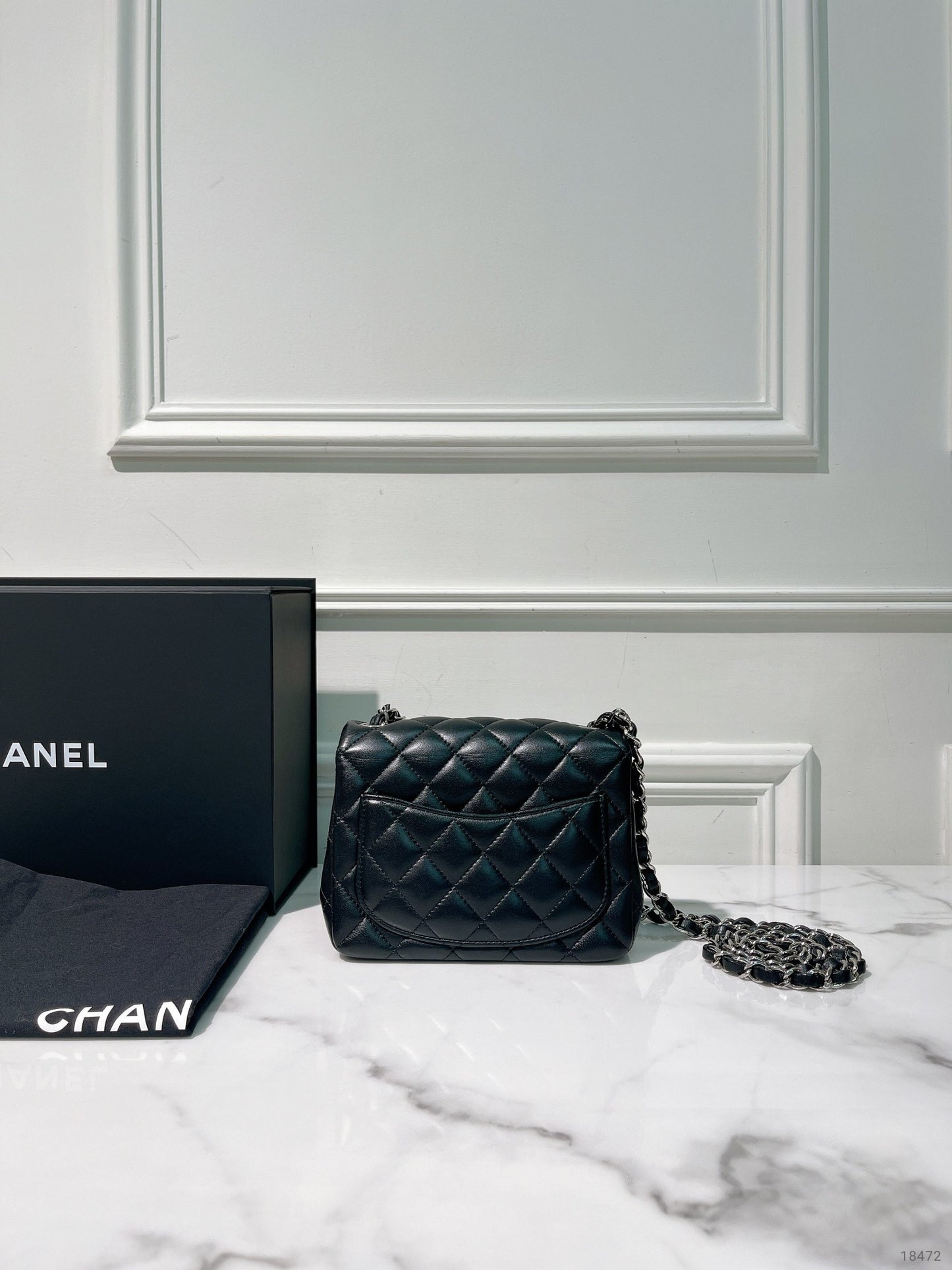 CHANEL MINI SQUARE, Black/Silver