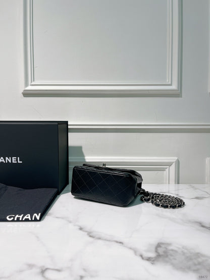 CHANEL MINI SQUARE, Black/Silver