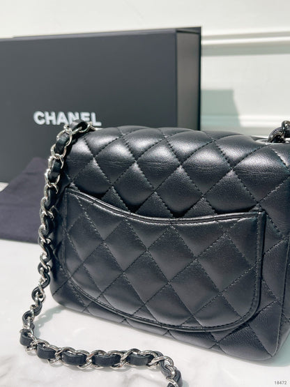 CHANEL MINI SQUARE, Black/Silver