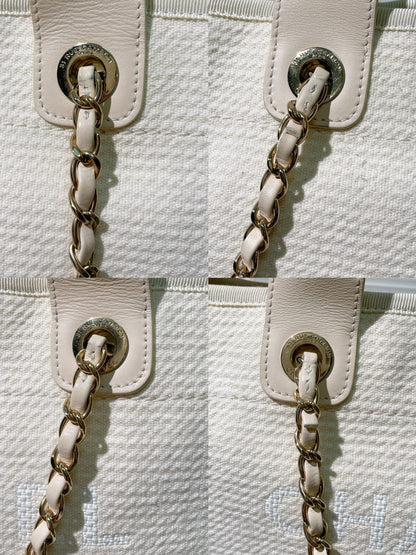 CHANEL SMALL DEAUVILLE SHOPPING TOTE, White