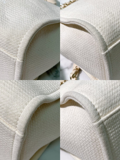 CHANEL SMALL DEAUVILLE SHOPPING TOTE, White
