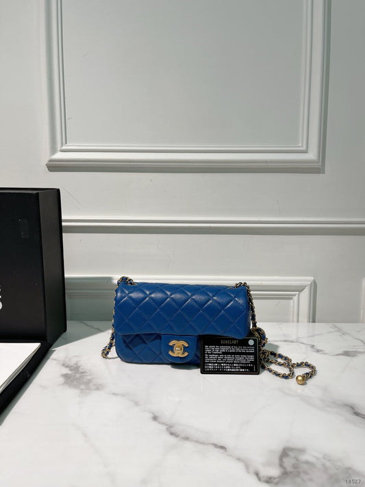 CHANEL PEARL CRUSH MINI FLAP, Blue/Gold