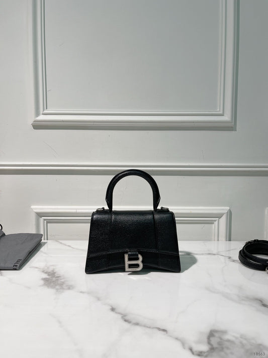 BALENCIAGA HOURGLASS XS, Black/Silver