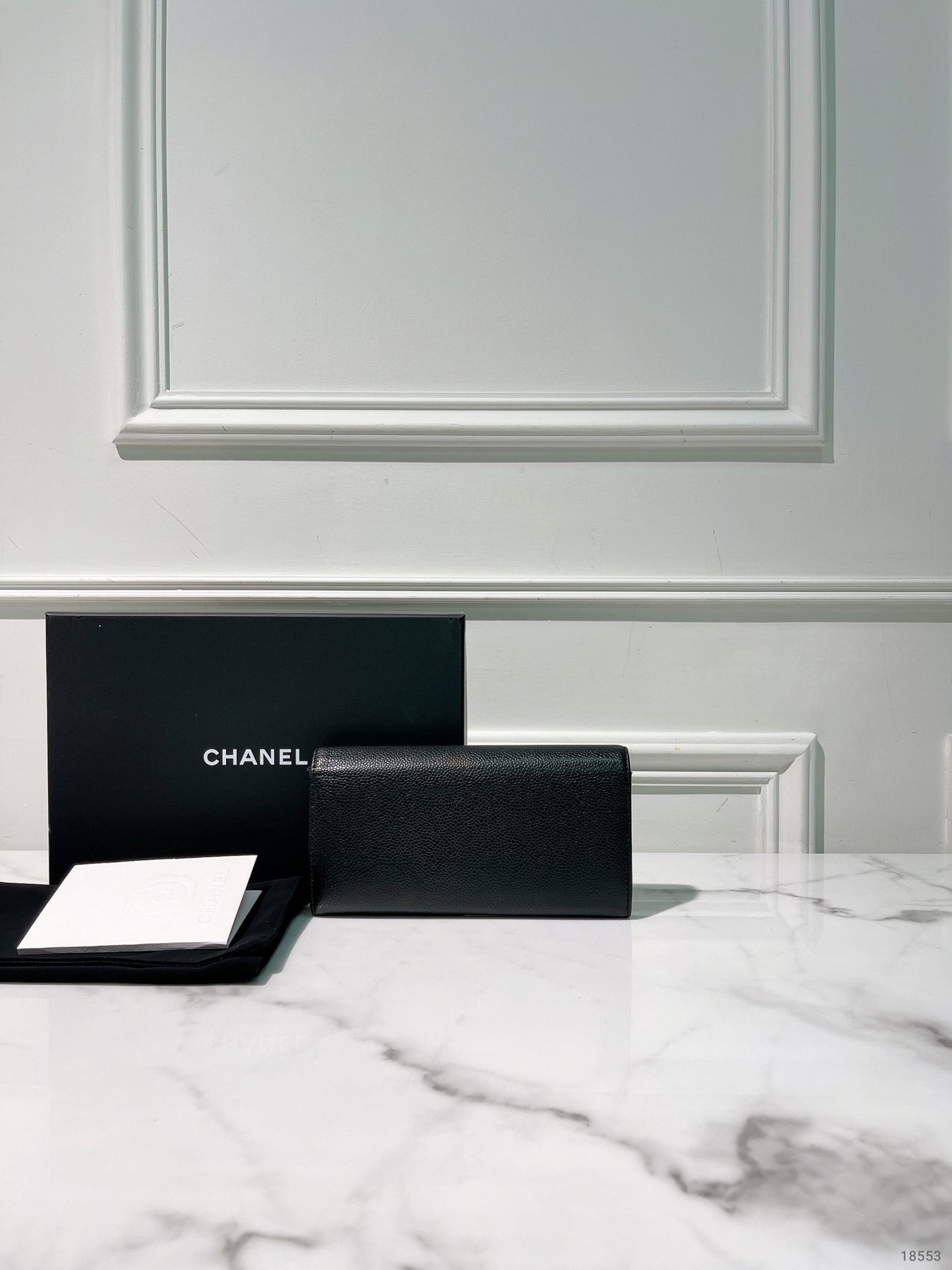 CHANEL FLAP WALLET, Black/Silver