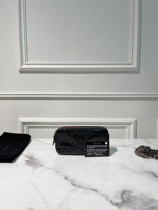 CHANEL DOUBLE ZIP WOC, Black/Gold