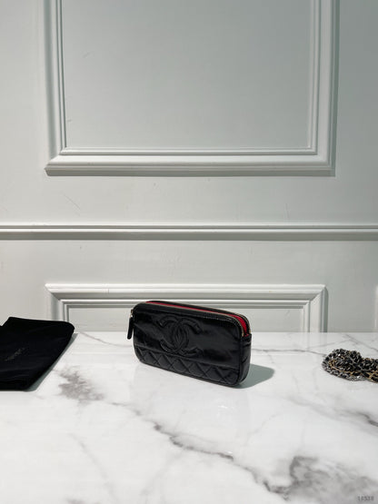 CHANEL DOUBLE ZIP WOC, Black/Gold