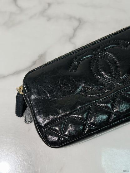 CHANEL DOUBLE ZIP WOC, Black/Gold