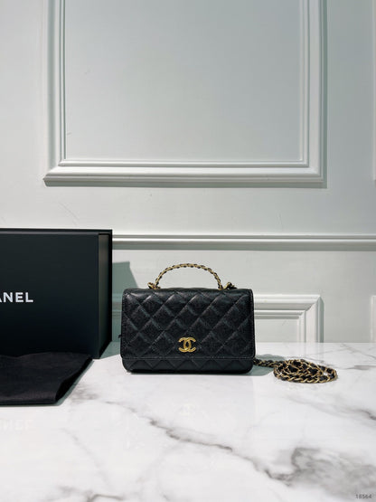 CHANEL TOP HANDLE WOC, Black/Gold