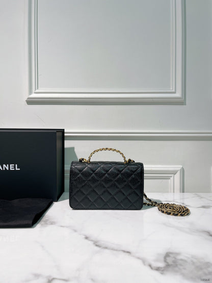 CHANEL TOP HANDLE WOC, Black/Gold