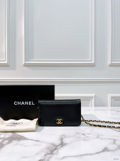 CHANEL VINTAGE WOC in Lizard Leather, BLACK/GOLD