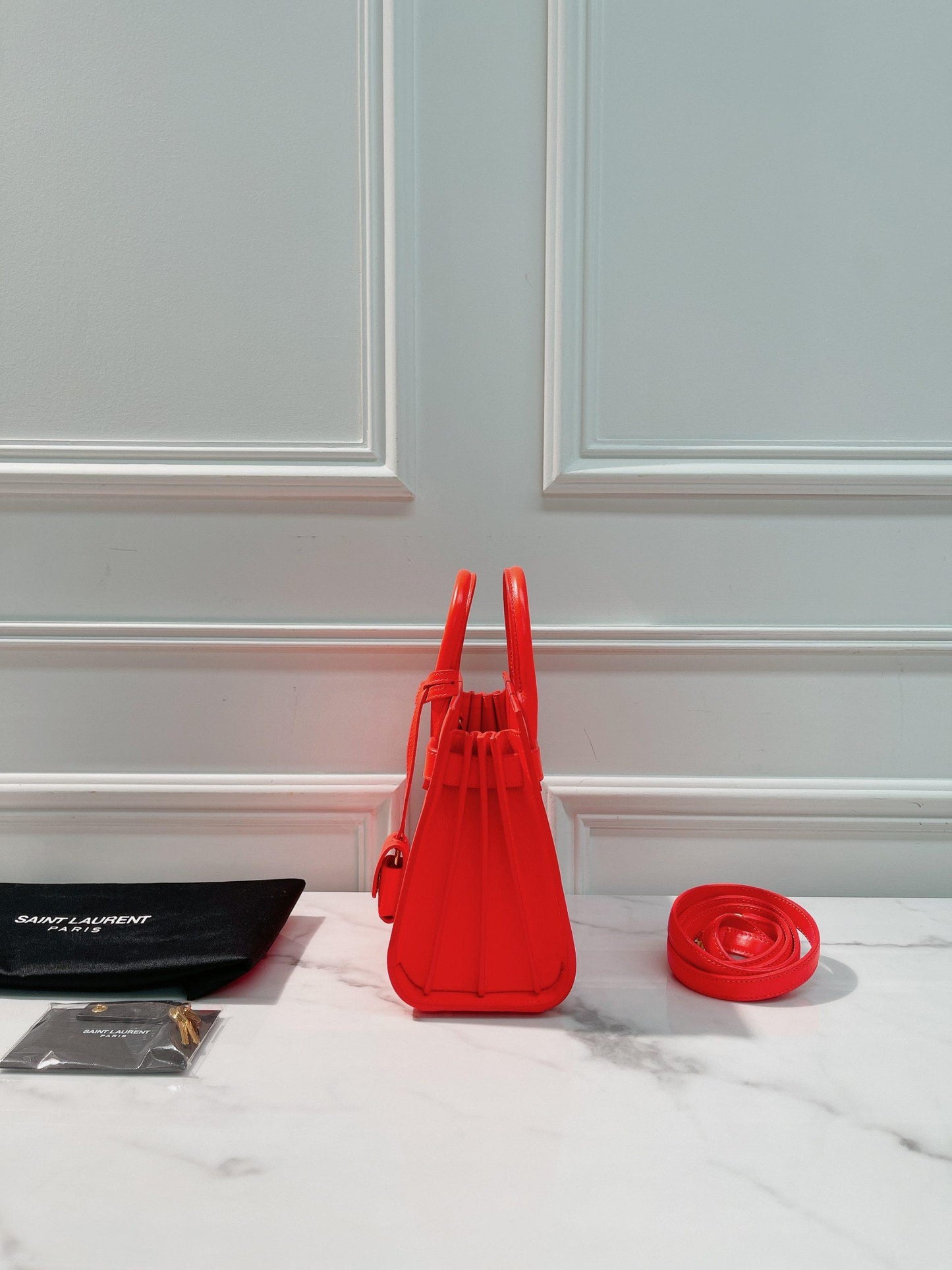 YSL TOTE BAG, PINK/GOLD