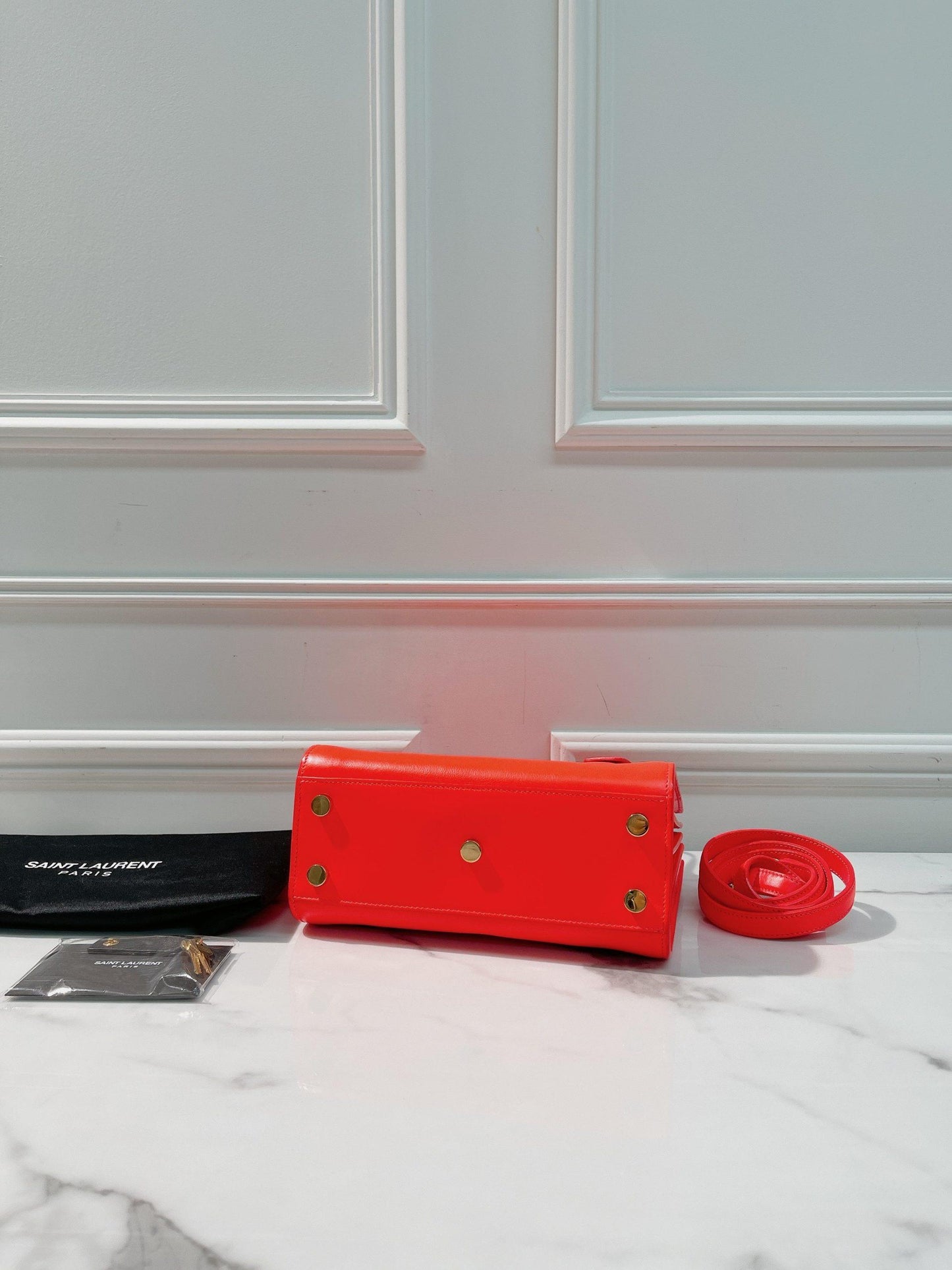 YSL TOTE BAG, PINK/GOLD