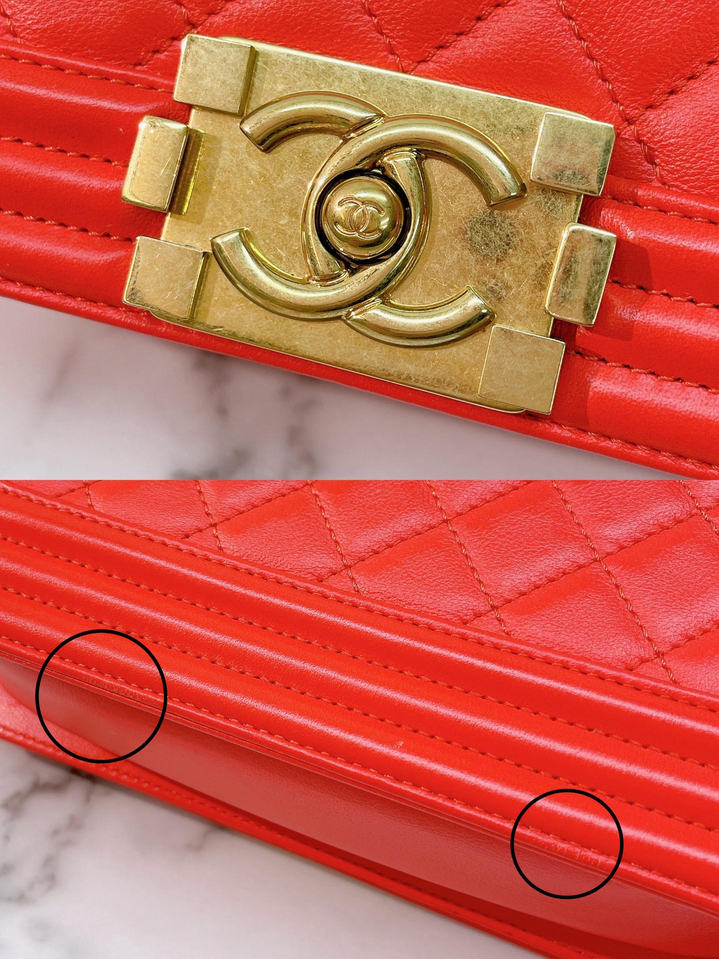 CHANEL SMALL BOY HANDBAG, RED/GOLD