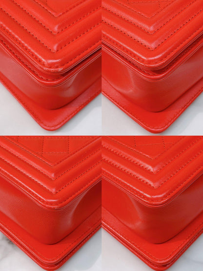 CHANEL SMALL BOY HANDBAG, RED/GOLD