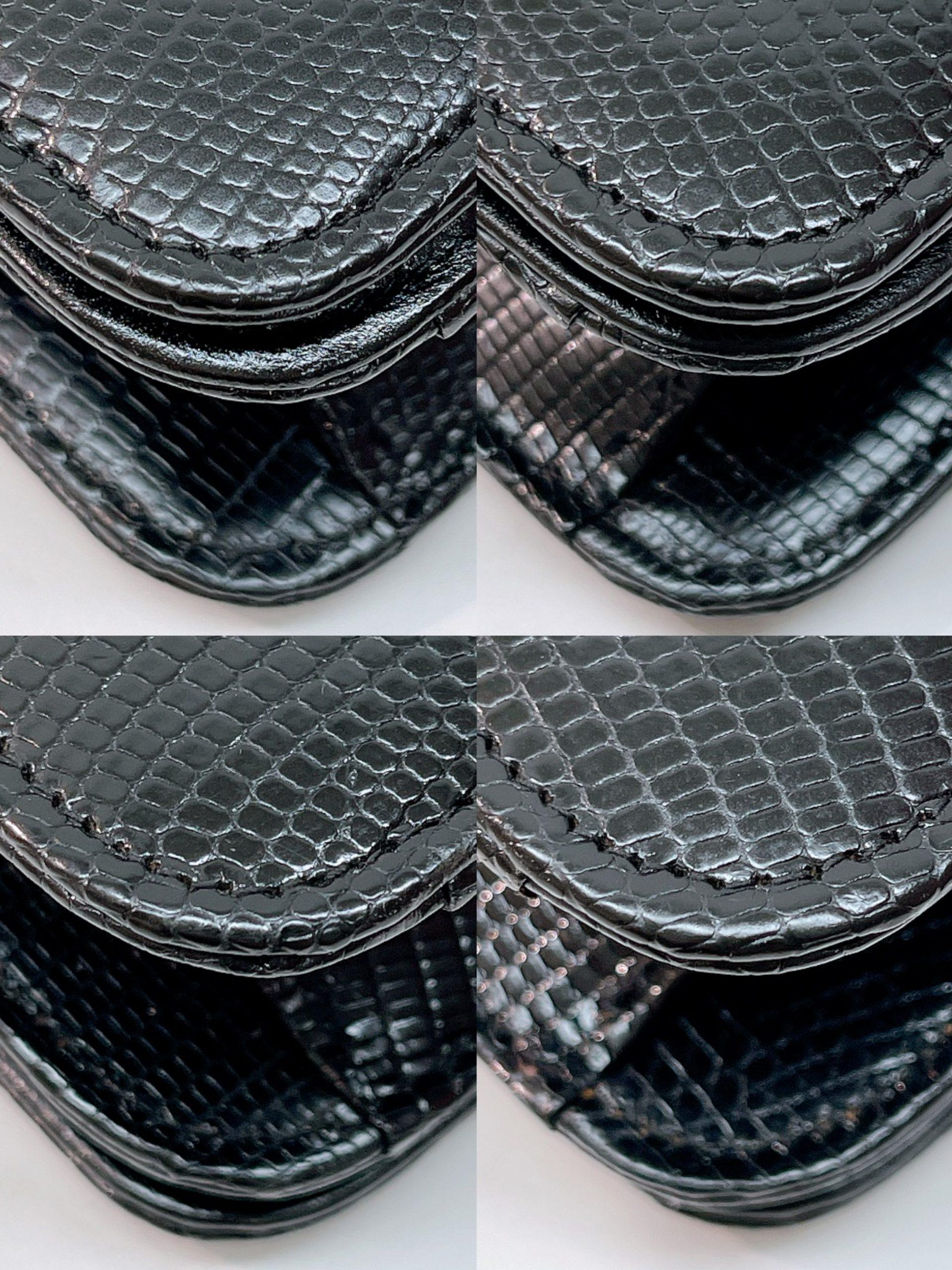 CHANEL VINTAGE WOC in Lizard Leather, BLACK/GOLD