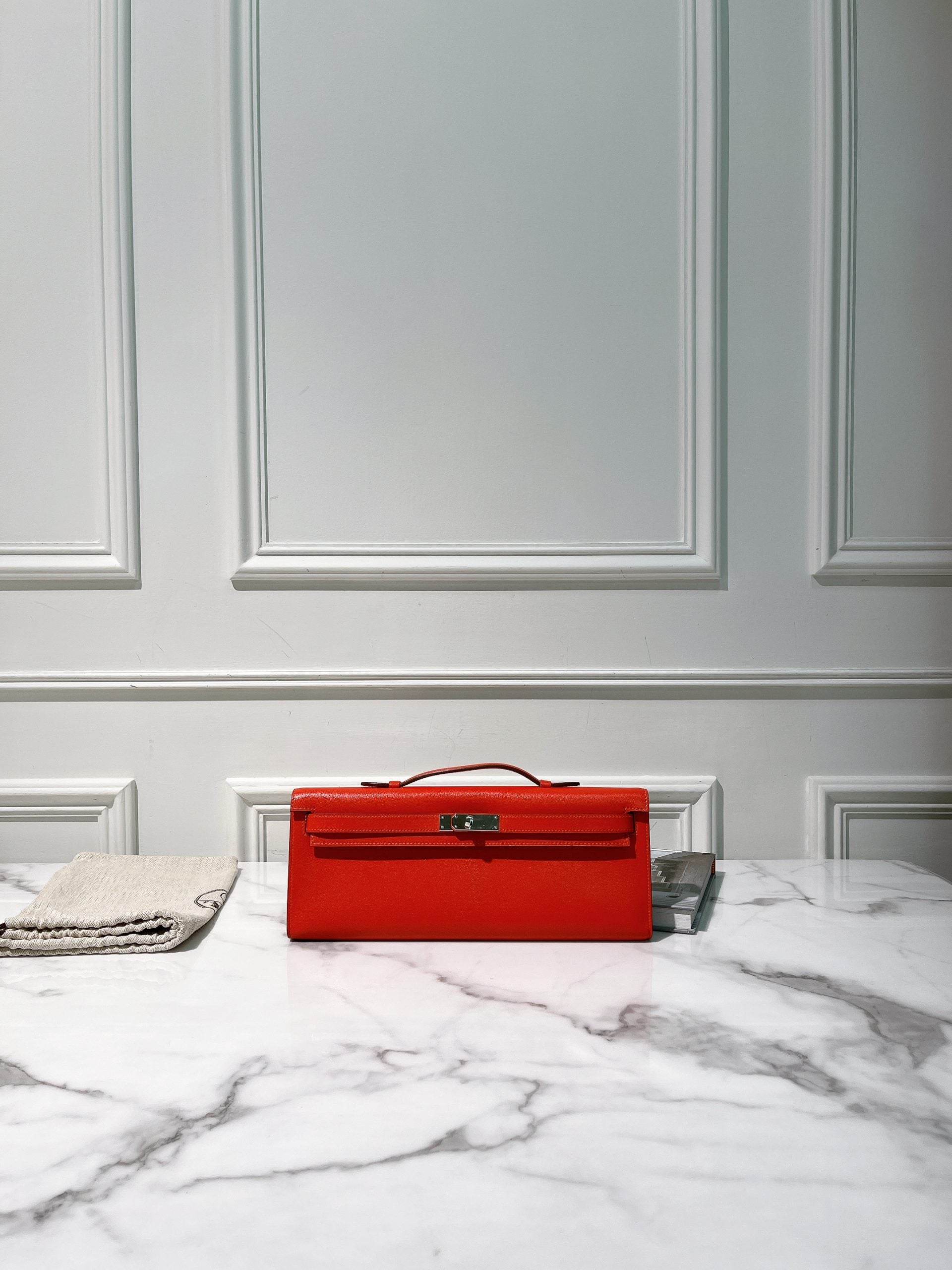 HERMES KELLY CUT, Rough Tomate/Silver