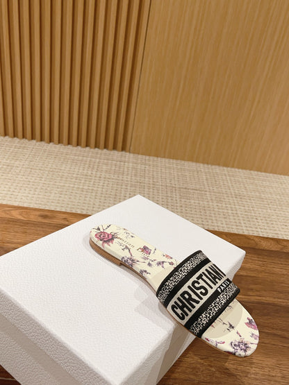 Dior Embroidered Slides, Round-Toe 04