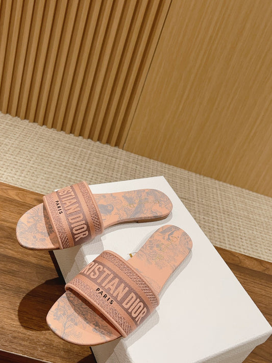Dior Embroidered Slides, Round-Toe 05