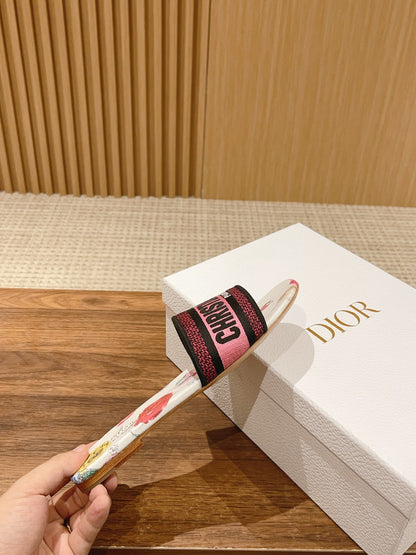 Dior Embroidered Slides, Round-Toe 08