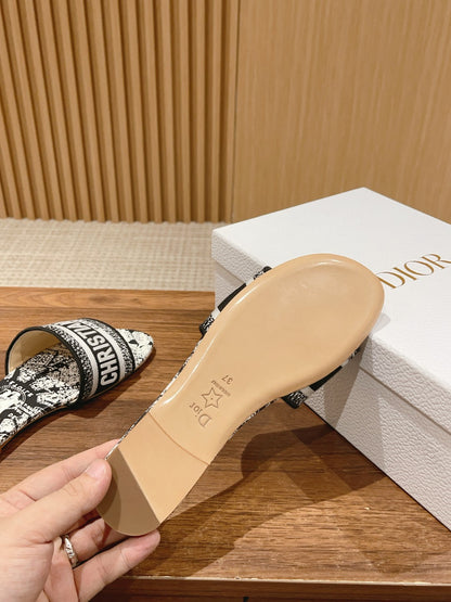Dior Embroidered Slides, Round-Toe 07