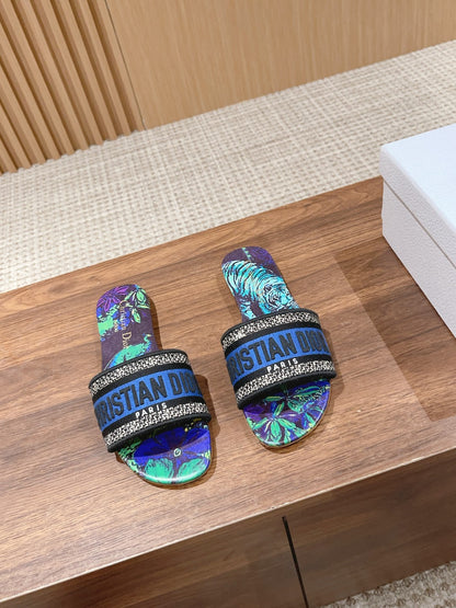 Dior Embroidered Slides, Round-Toe 06