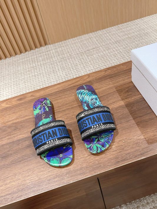 Dior Embroidered Slides, Round-Toe 06