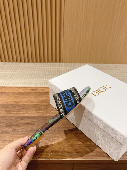 Dior Embroidered Slides, Round-Toe 06