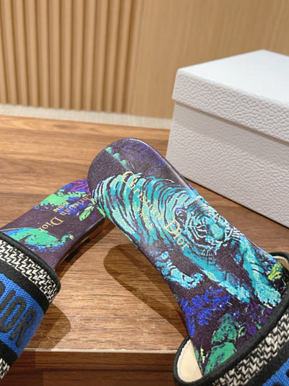 Dior Embroidered Slides, Round-Toe 06