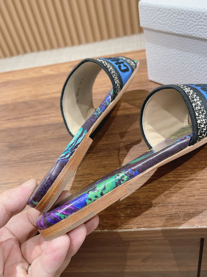 Dior Embroidered Slides, Round-Toe 06