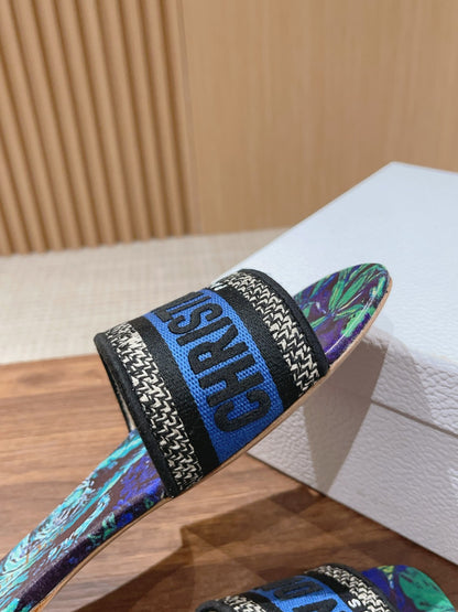 Dior Embroidered Slides, Round-Toe 06
