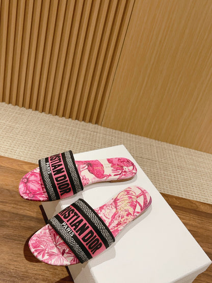 Dior Embroidered Slides, Round-Toe 02