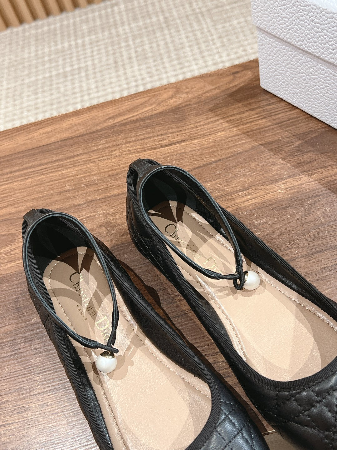 Dior Bow & Pearl Flat, Black