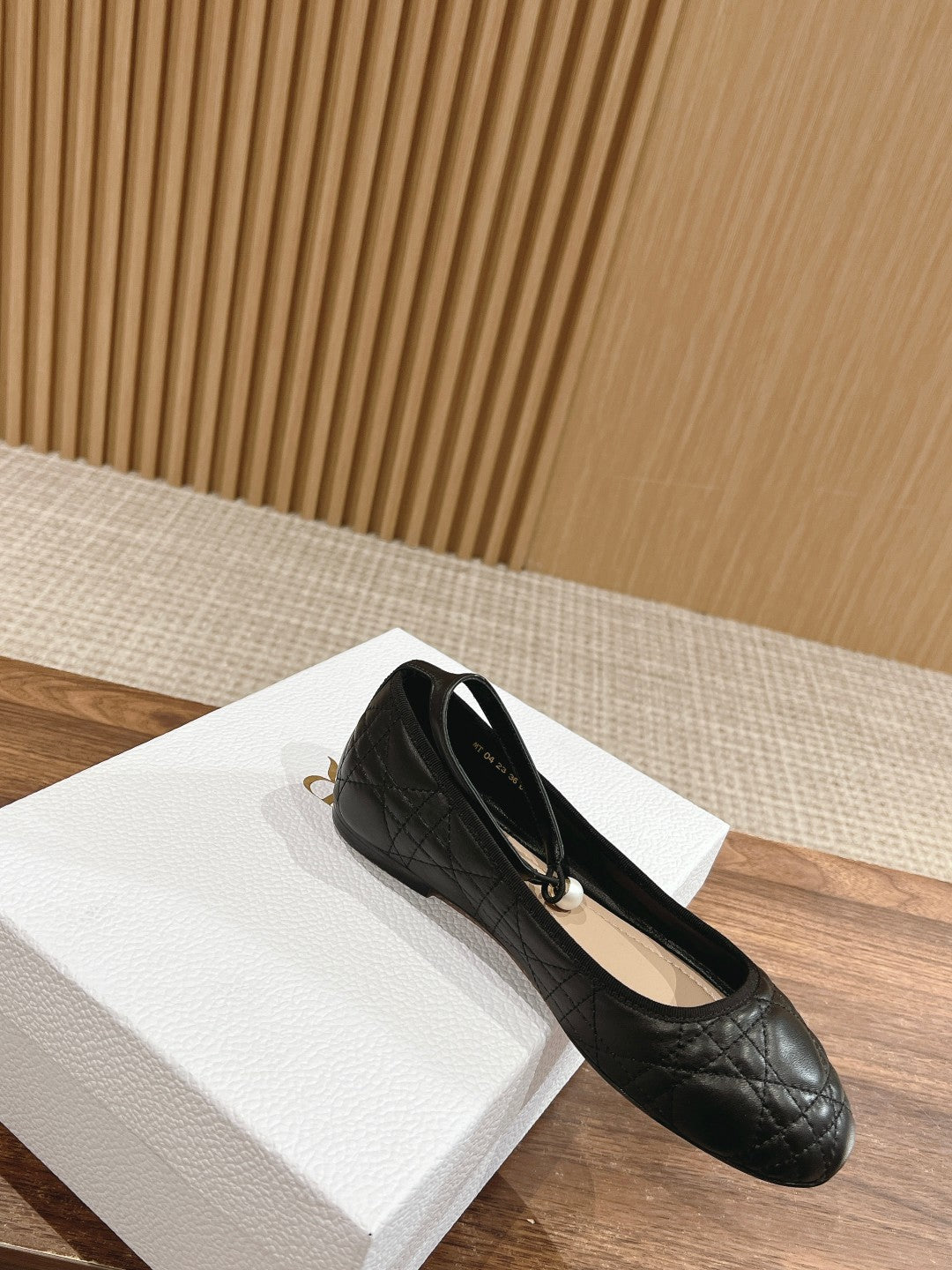 Dior Bow & Pearl Flat, Black