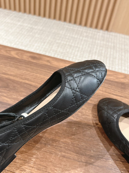 Dior Bow & Pearl Flat, Black