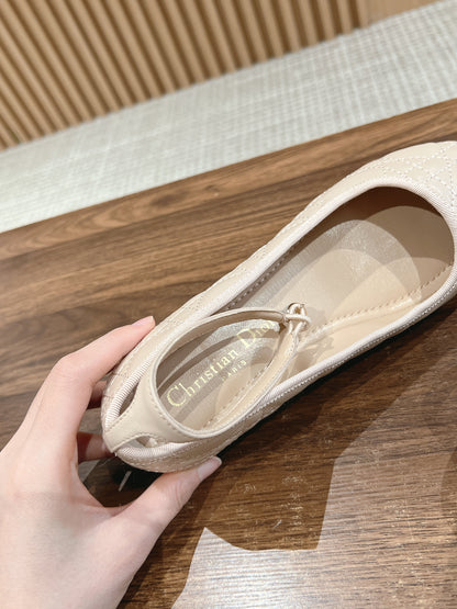 Dior Pearl Flats lambskin, Beige