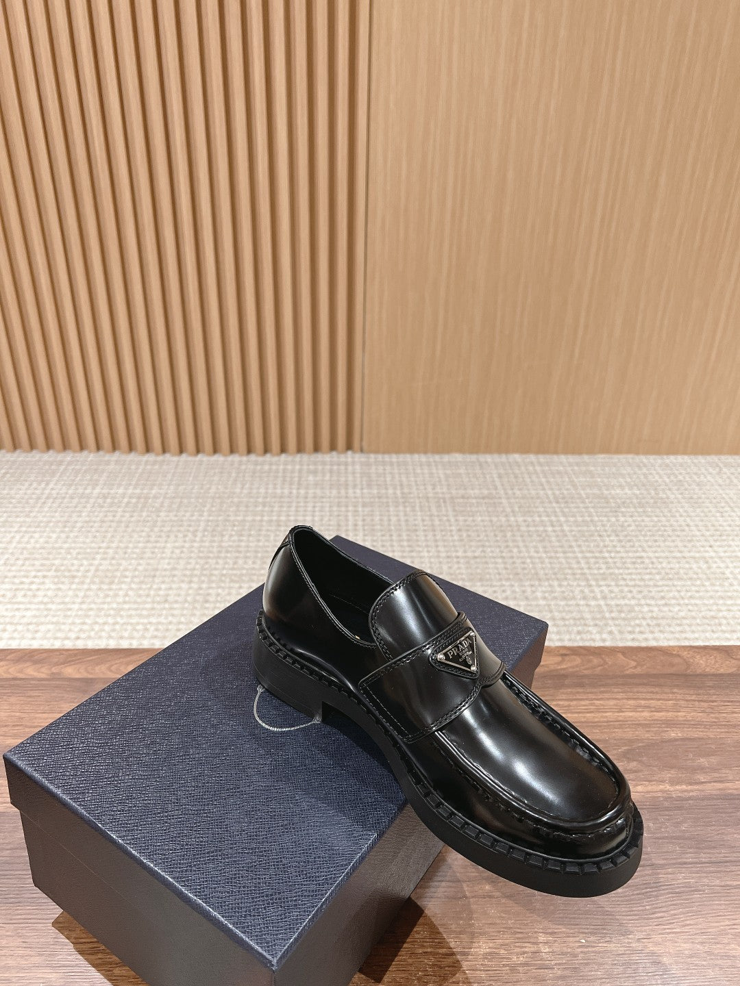 Prada Men Leather Shoes, Black