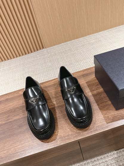 Prada Men Leather Shoes, Black