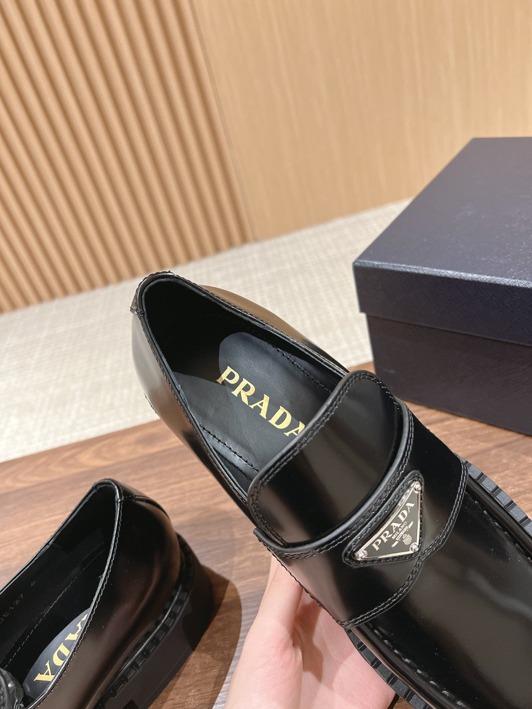 Prada Men Leather Shoes, Black